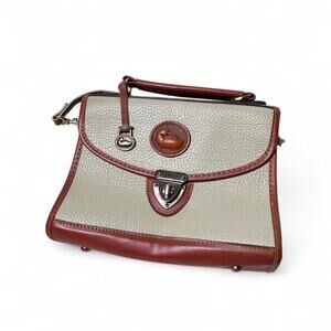 Dooney & Bourke Vintage Pebbled Leather Bone Handbag Purse Clasp Shoulder Bag